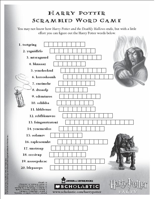 Harry Potter Scrambled Word Puzzle